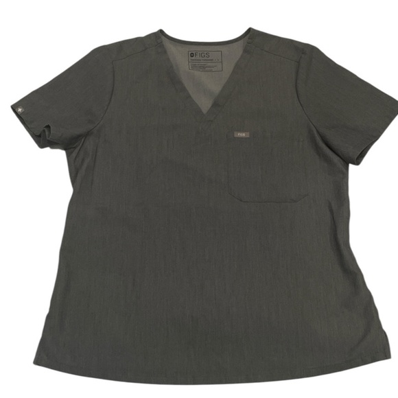 Figs Zamora Technical Collection Gray Women’s Scrub Top with Pocket Size Large - Picture 2 of 6